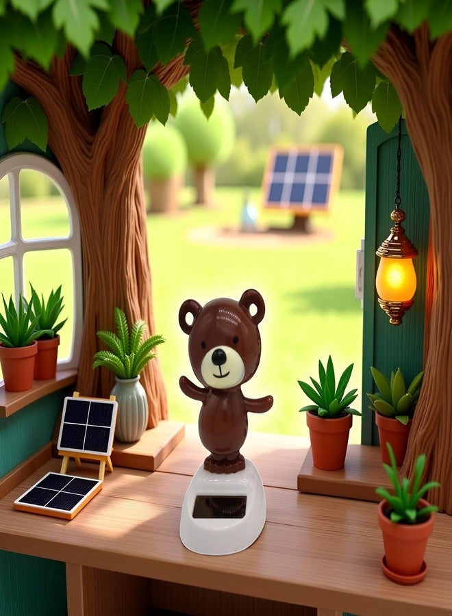 SquarezhenBo 1Pc Brown Solar Dancing Bear Ornament Solar Powered Dancing Figurine Car Dashboard Decor, Bobbling Head Bear Ornaments Shaking Head Dolls Solar Power Kits - Image 2
